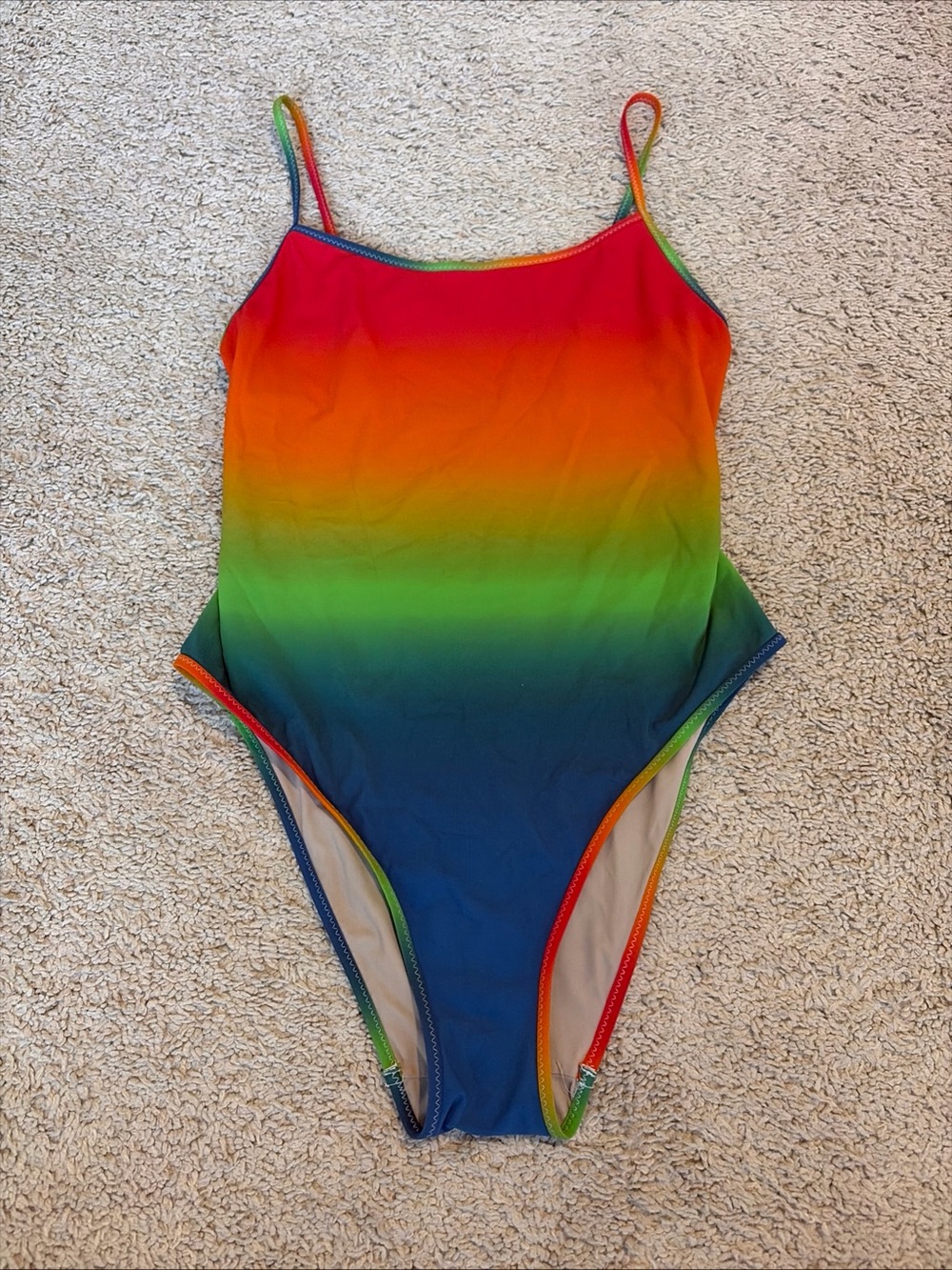 Lido Trentasei Degrade Rainbow Red Orange Green Blue One Piece Swimsuit Small